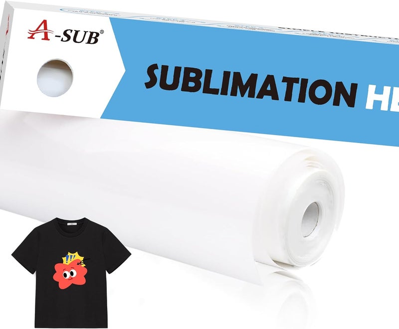 A-SUB Sublimation HTV for Dark and Light Fabric, 12" X 20FT Matte Sublimation Vinyl, White HTV Vinyl for Sublimation on Cotton Fabric - T-Shirt, Pillow, Bag - Image 1
